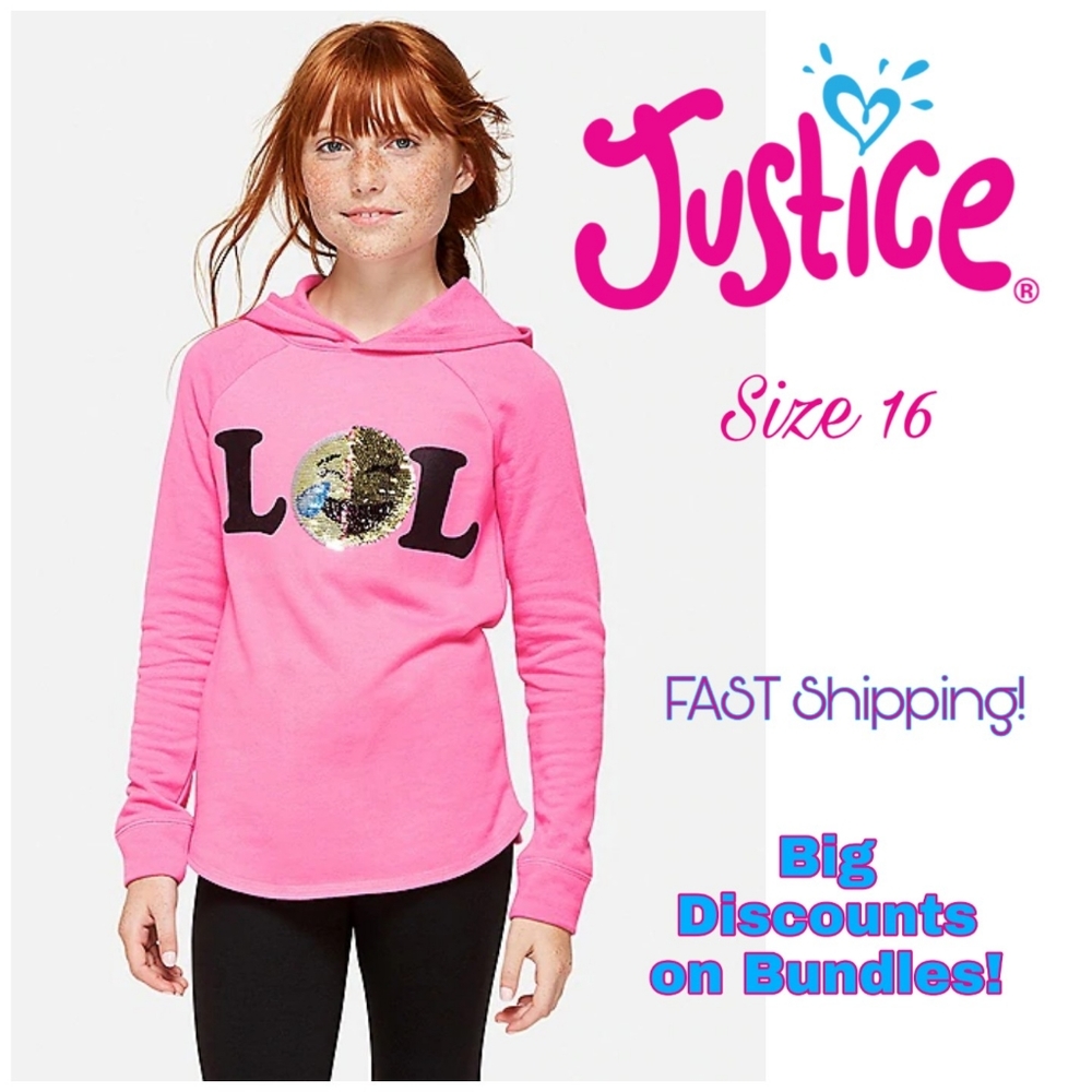 Justice Girls Flip Sequin Emoji Sweatshirt Pink